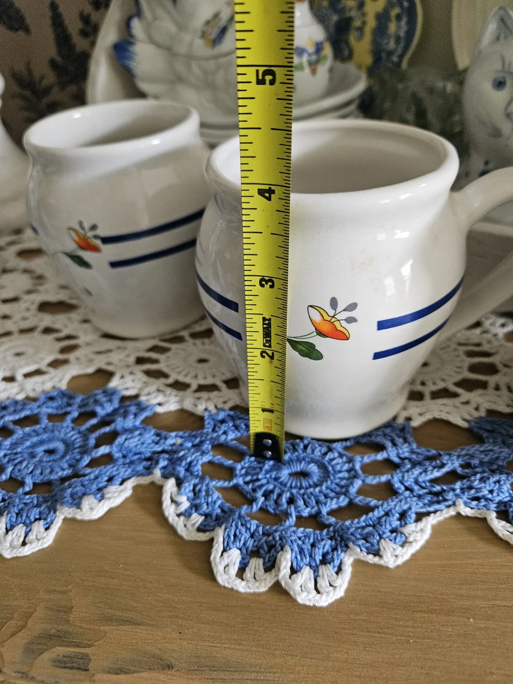Blue-Trim Ceramic Mugs